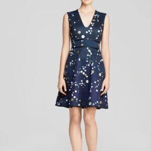 Cynthia Rowley Navy Polka Dot Scuba Cocktail Dress. Size 0. EXCELLENT CONDITION